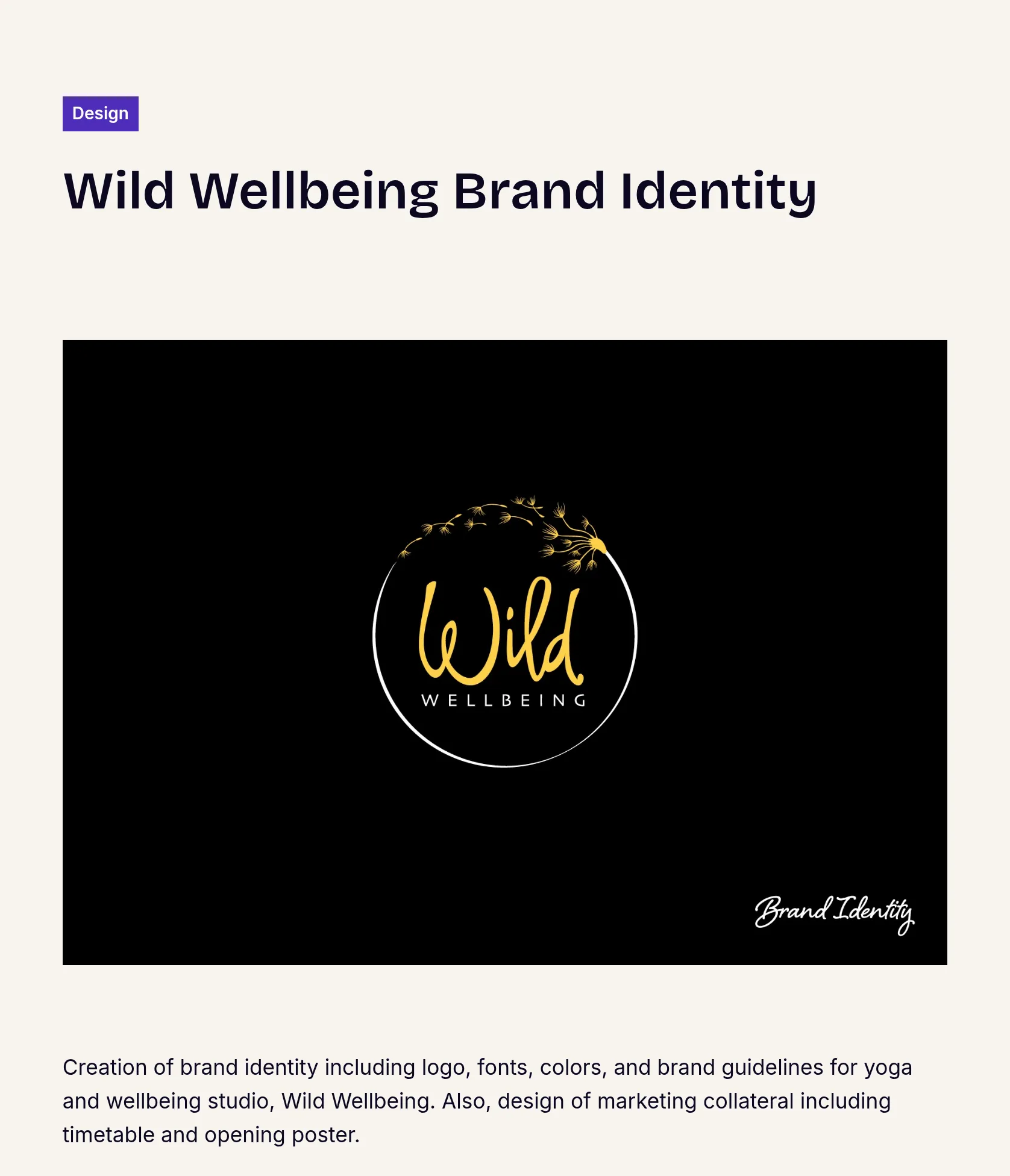 Brand Identity and Marketing Collateral for Wild Wellbeing