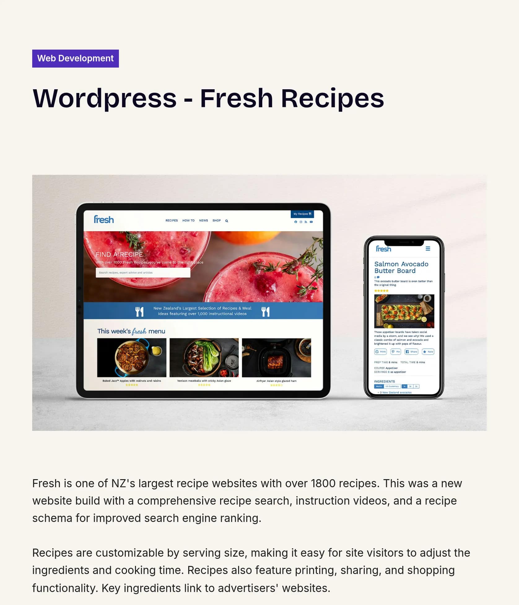 Fresh NZ: Comprehensive Recipe Platform with eCommerce & Email Integration